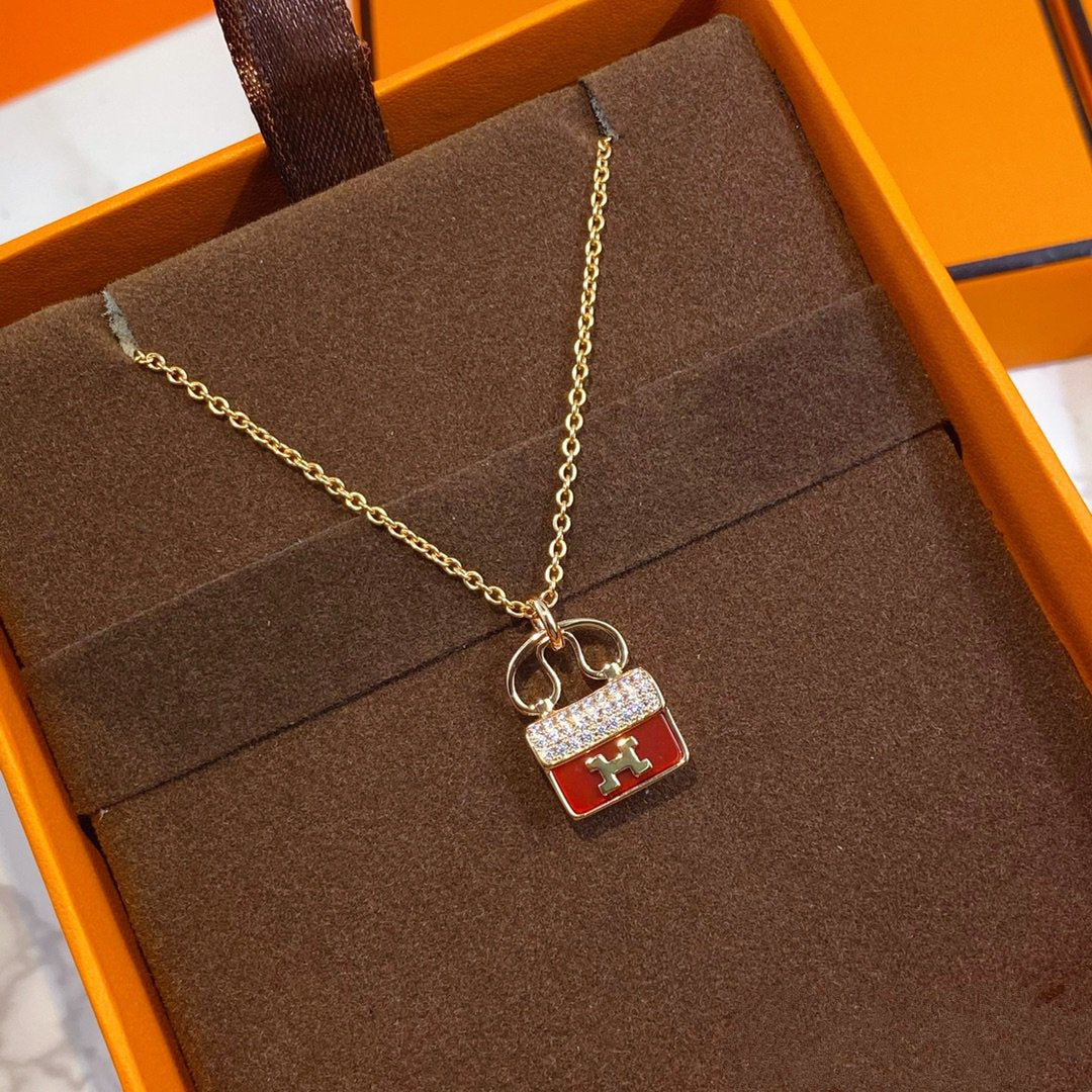 Mysitc CONSTANCE RED PEDANT PINK GOLD NECKLACE