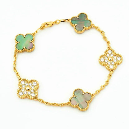 [Mysitc ]New CLOVER 5 MOTIF GRAY MOP BRACELET COLLECTION