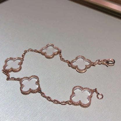 [Mysitc ]New CLOVER 5 MOTIF ROCK CRYSTAL BRACELET