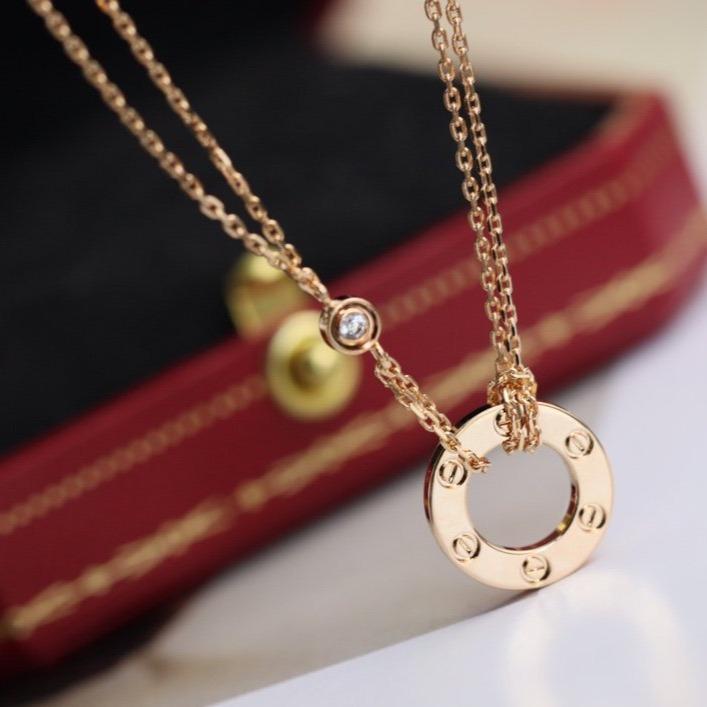 Mysitc LOVE NECKLACE ADJUSTABLE ROSE GOLD 2 DIAMOND