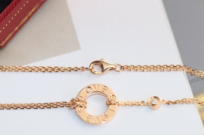 Mysitc LOVE NECKLACE ADJUSTABLE ROSE GOLD 2 DIAMOND