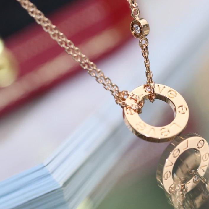 Mysitc LOVE NECKLACE ADJUSTABLE ROSE GOLD 2 DIAMOND