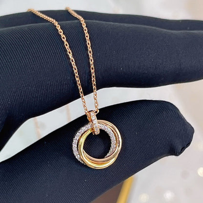 Mysitc TRINITY NECKLACE SILVER GOLD PINK GOLD DIAMONDS
