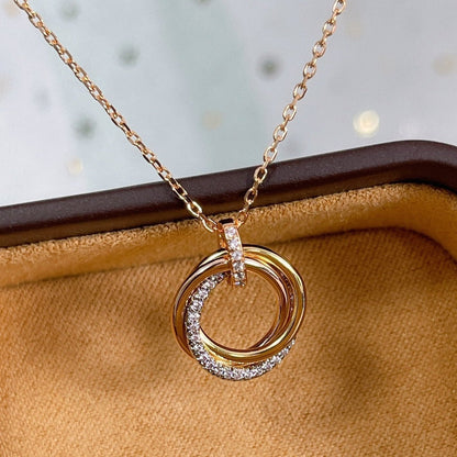 Mysitc TRINITY NECKLACE SILVER GOLD PINK GOLD DIAMONDS
