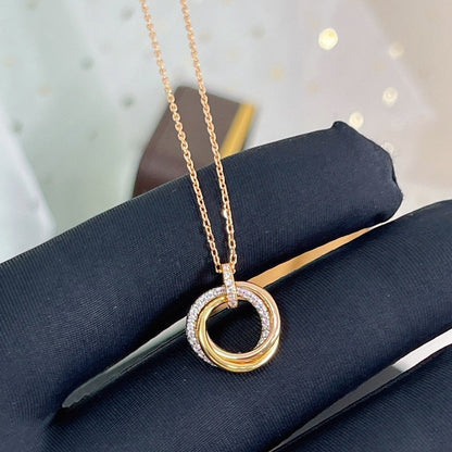 Mysitc TRINITY NECKLACE SILVER GOLD PINK GOLD DIAMONDS