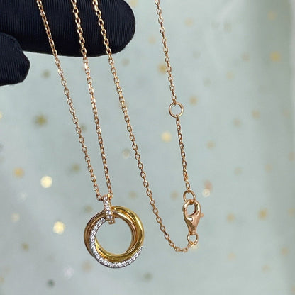 Mysitc TRINITY NECKLACE SILVER GOLD PINK GOLD DIAMONDS