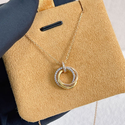Mysitc TRINITY NECKLACE SILVER GOLD PINK GOLD DIAMONDS