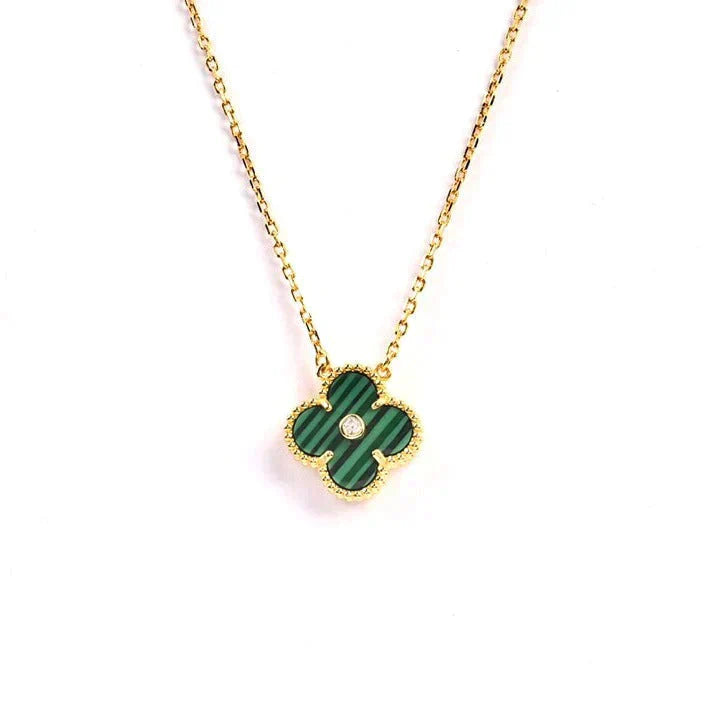 Mysitc CLOVER 15MM DIAMOND TURQUOISE NECKLACE