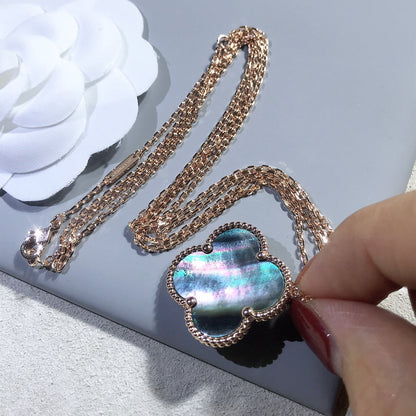 Mysitc CLOVER 25MM GOLD DARK MOP BIG CLOVER NECKLACE