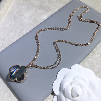 Mysitc CLOVER 25MM GOLD DARK MOP BIG CLOVER NECKLACE