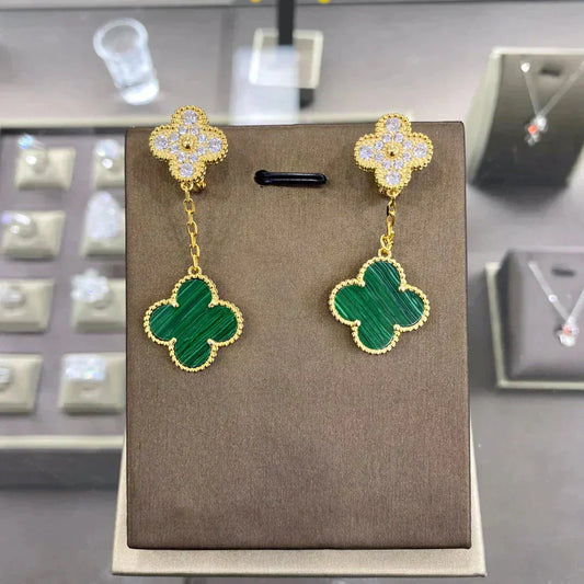 Mysitc CLOVER  2 MOTIFS  DIAMOND  EARRINGS (MULTIPLE CHOICESç´