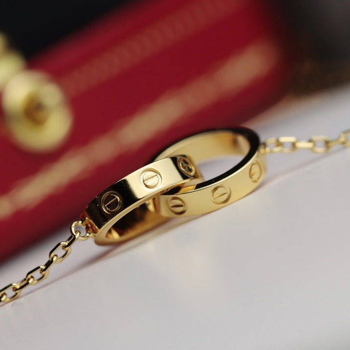 Mysitc LOVE NECKLACE DOUBLE RING GOLD