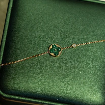 Mysitc SUN MALACHITE 1 DIAMOND PINK GOLD BRACELET