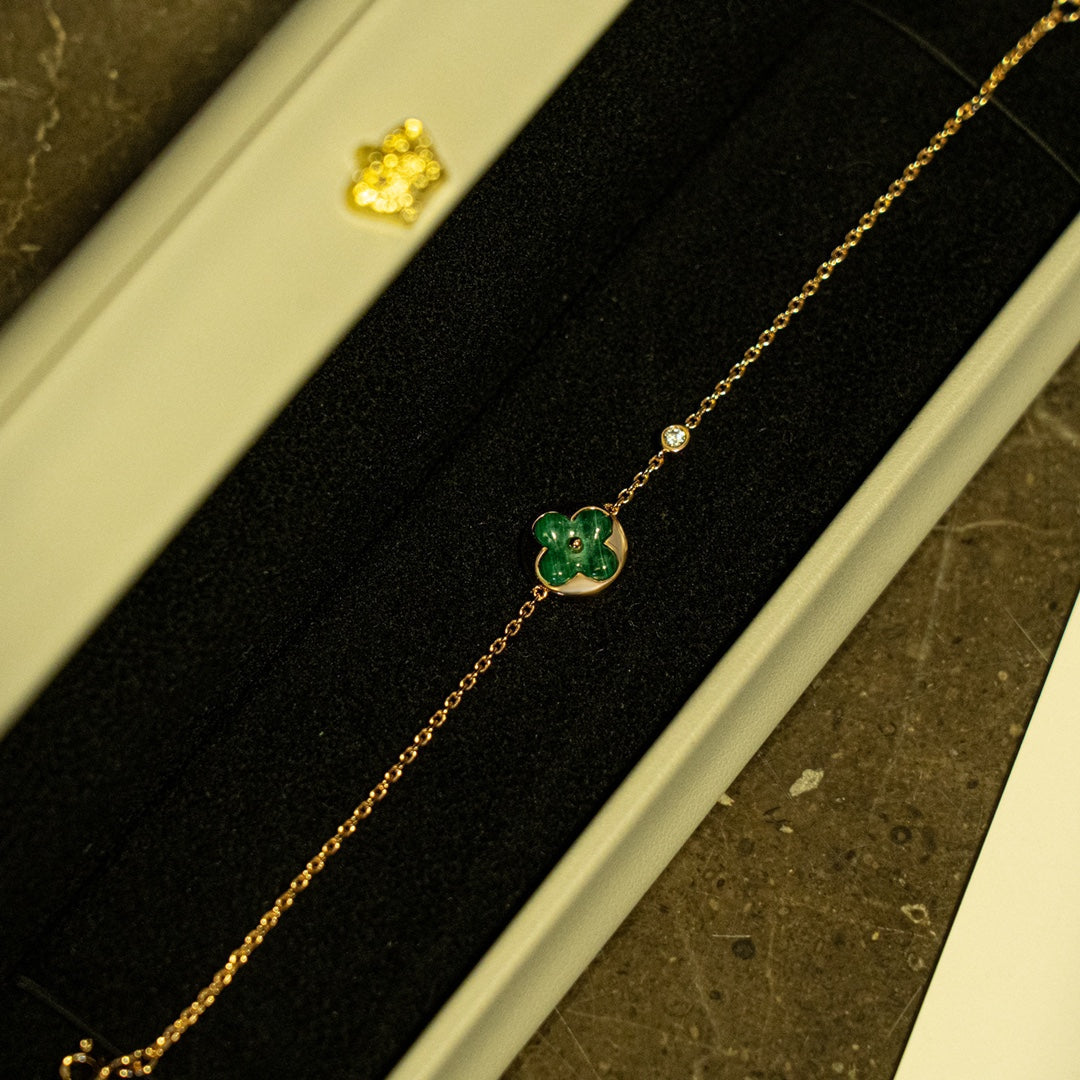 Mysitc SUN MALACHITE 1 DIAMOND PINK GOLD BRACELET
