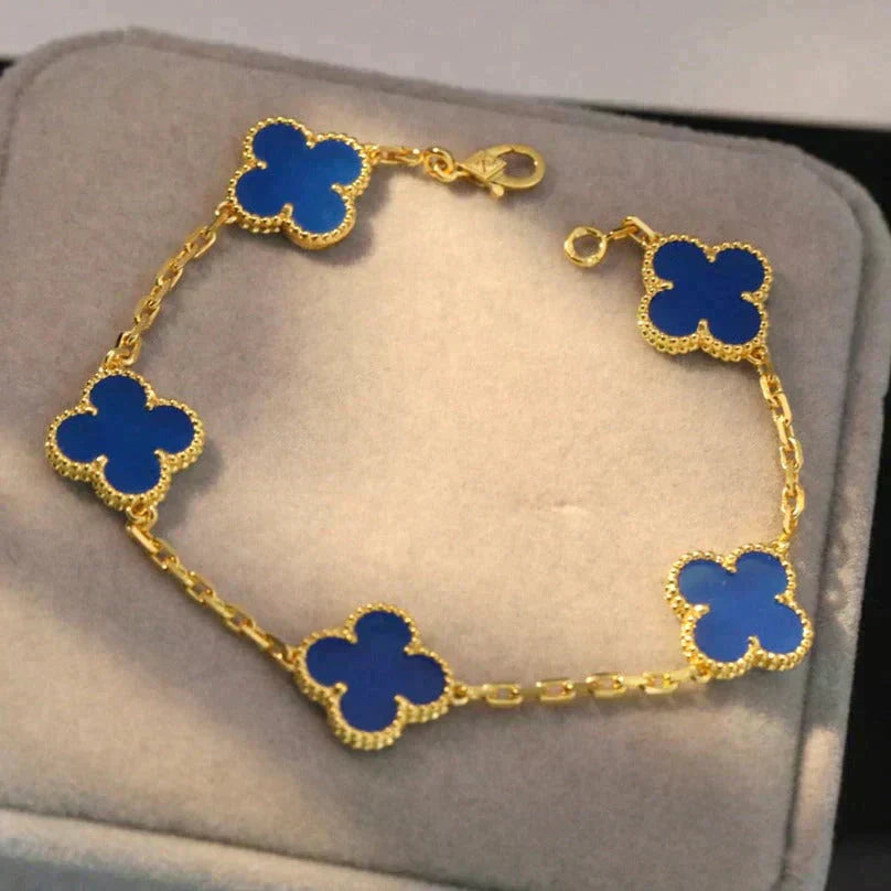 [Mysitc ]New CLOVER 5 MOTIF BLUE AGATE BRACELET COLLECTION
