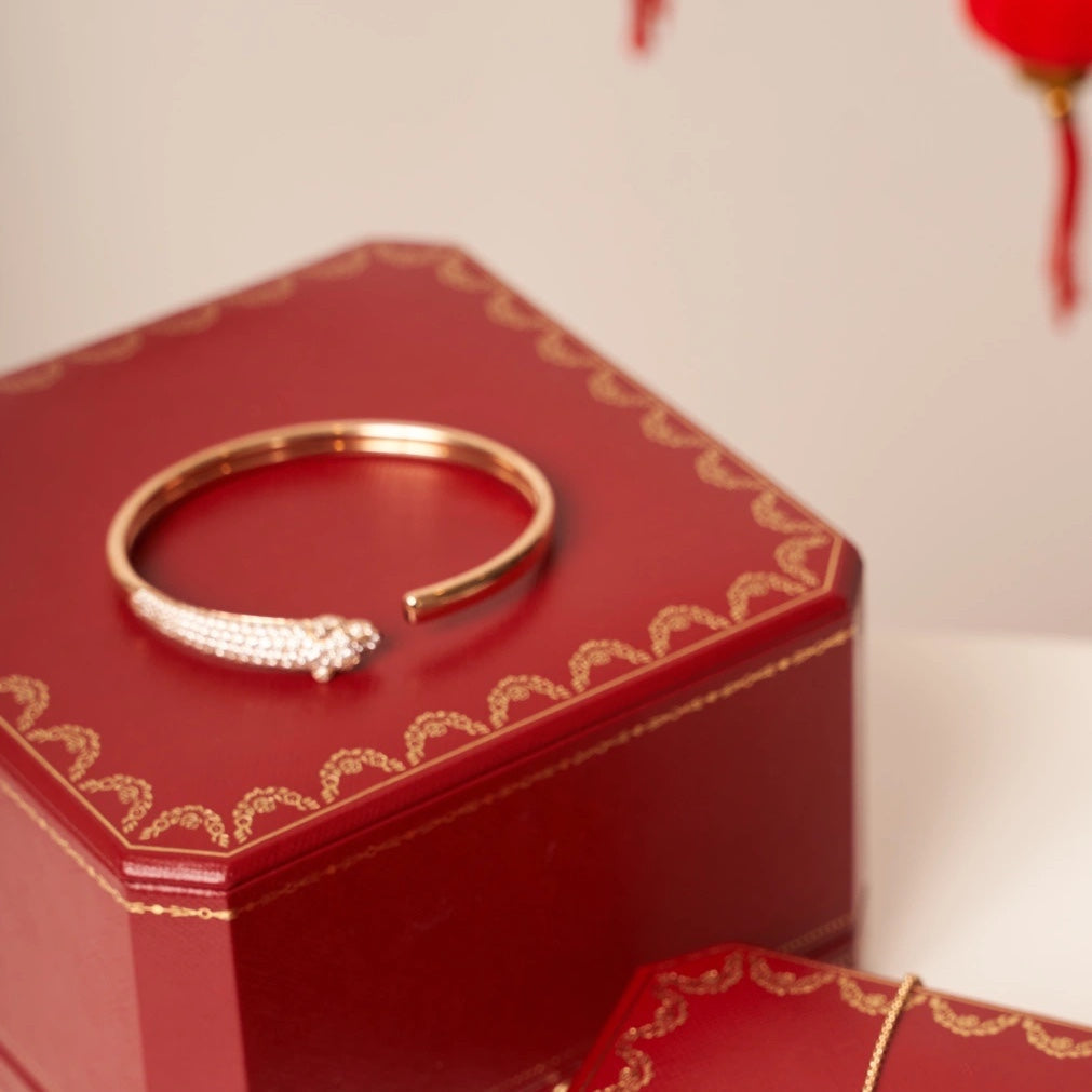 Mysitc PANTHERE ROSE GOLD DIAMOND OPEN BRACELET