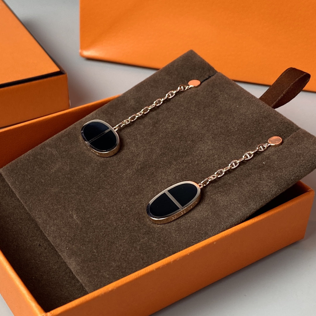 Mysitc CHAINE VERSO BLACK CERAMIC EARRINGS
