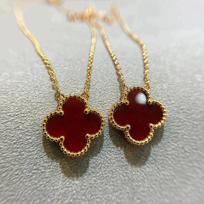 Mysitc CLOVER 15MM CARNELIAN SINGLE FLOWER NECKLACE