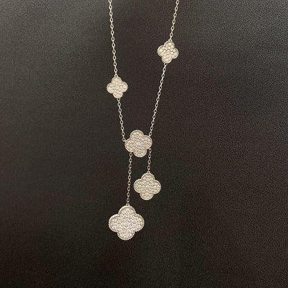 Mysitc CLOVER 5 MOTIFS SILVER DIAMONDS NECKLACE
