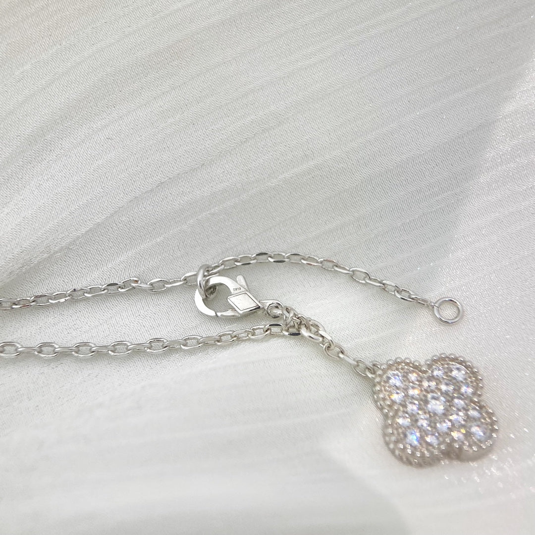 Mysitc CLOVER 5 MOTIFS SILVER DIAMONDS NECKLACE