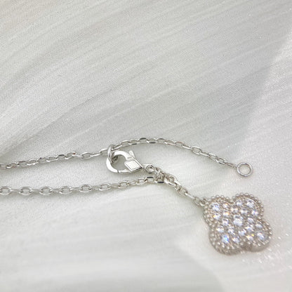 Mysitc CLOVER 5 MOTIFS SILVER DIAMONDS NECKLACE