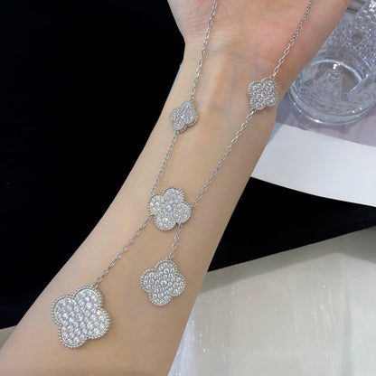 Mysitc CLOVER 5 MOTIFS SILVER DIAMONDS NECKLACE