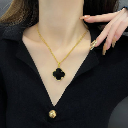 Mysitc CLOVER 25MM NECKLACE GOLD ONYX