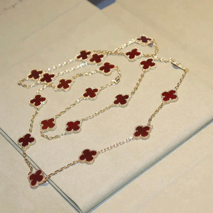 Mysitc CLOVER 20 MOTIFS CARNELIAN NECKLACE