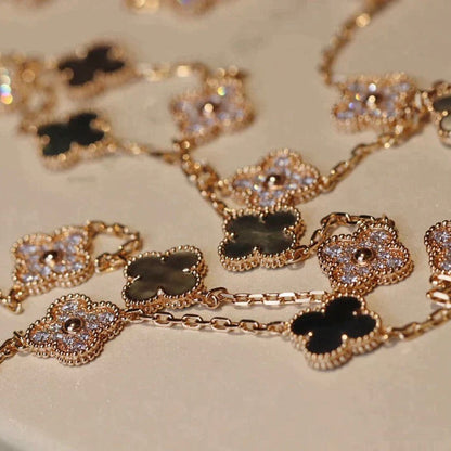 Mysitc CLOVER 20 MOTIFS DARK MOP DIAMOND  NECKLACE