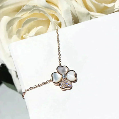 Mysitc CLOVER MOP DIAMOND ROSE GOLD NECKLACE
