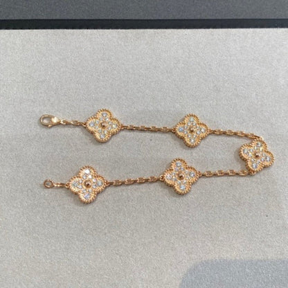[Mysitc ] New  CLOVER 5 MOTIF FULL DIAMOND BRACELET COLLECTION