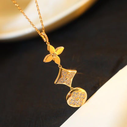 Mysitc STAR AND SUN DIAMOND PINK GOLD NECKLACE