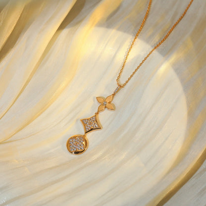 Mysitc STAR AND SUN DIAMOND PINK GOLD NECKLACE