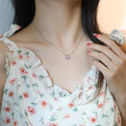 Mysitc SUN PEDANT PINK GOLD 1 DIAMOND NECKLACE