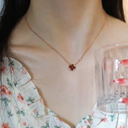 Mysitc SUN PEDANT PINK GOLD 1 DIAMOND NECKLACE