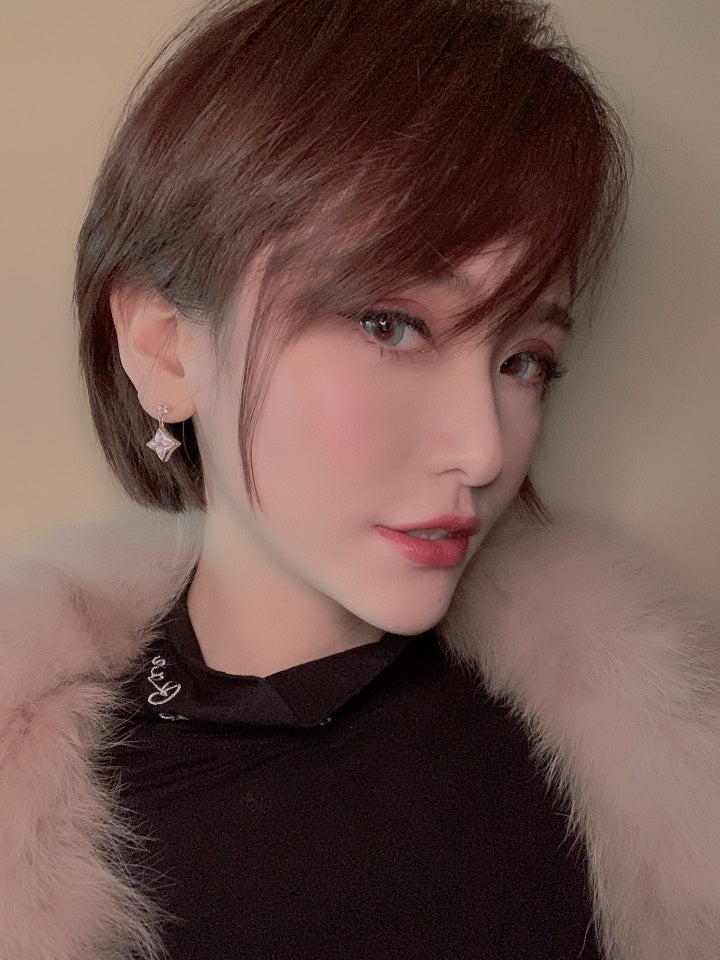 Mysitc DOUBLE STAR PINK GOLD MOP DROP EARRINGS