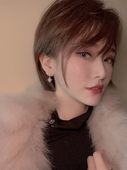 Mysitc DOUBLE STAR PINK GOLD MOP DROP EARRINGS