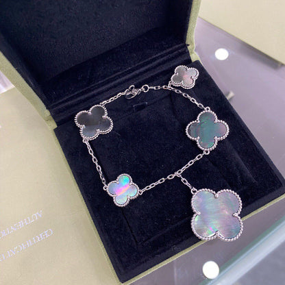 Mysitc CLOVER 5 MOTIFS SIVLER DARK MOP BRACELET