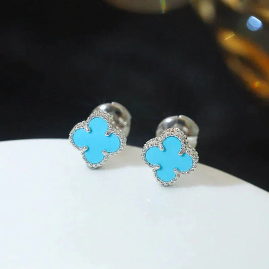 Mysitc CLOVER MINI 9.5MM ONYX STUD EARRINGS SILVER