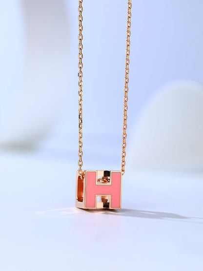 Mysitc H CAGE PINK GOLD NECKLACE