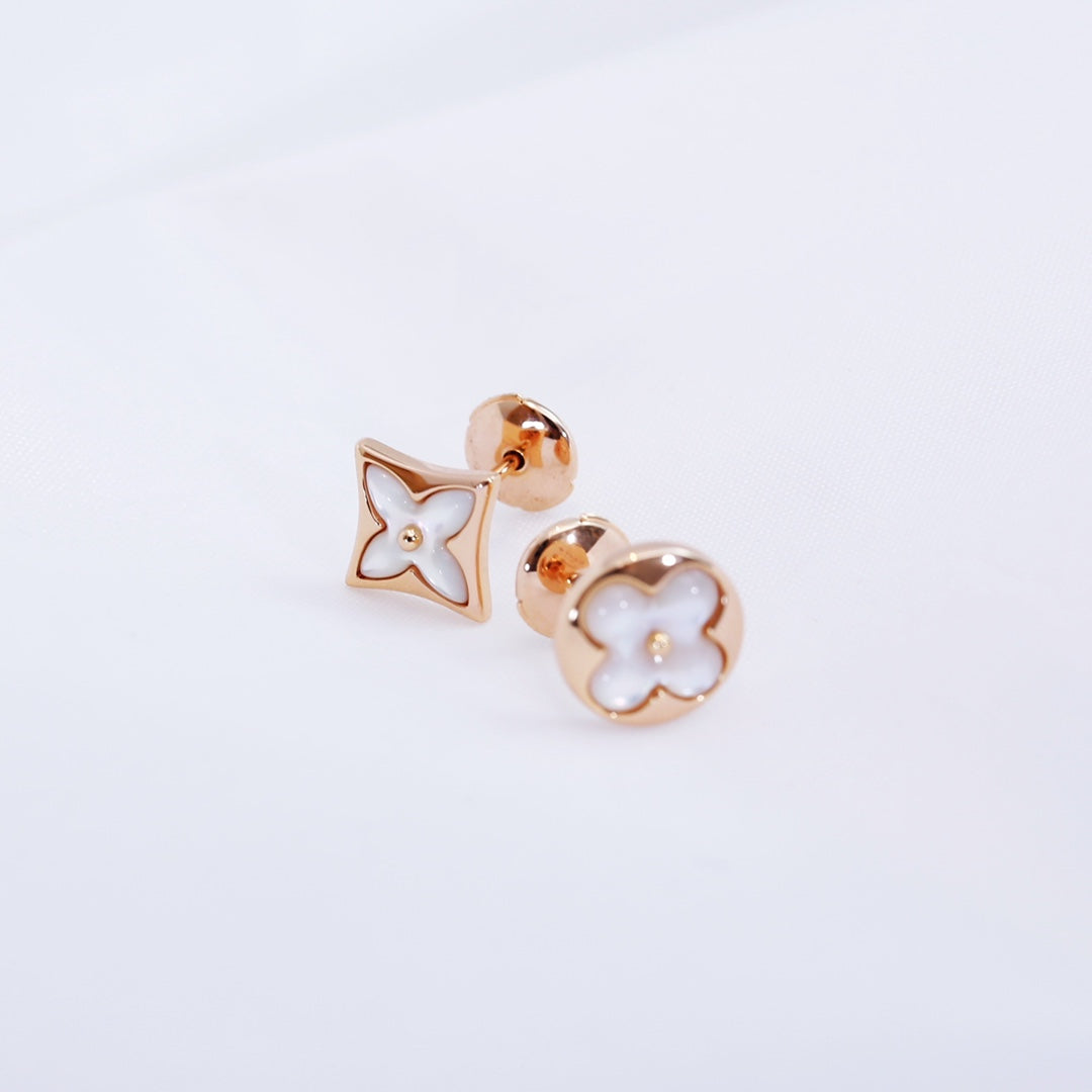 Mysitc STAR AND SUN PINK GOLD MOP STUD EARRINGS