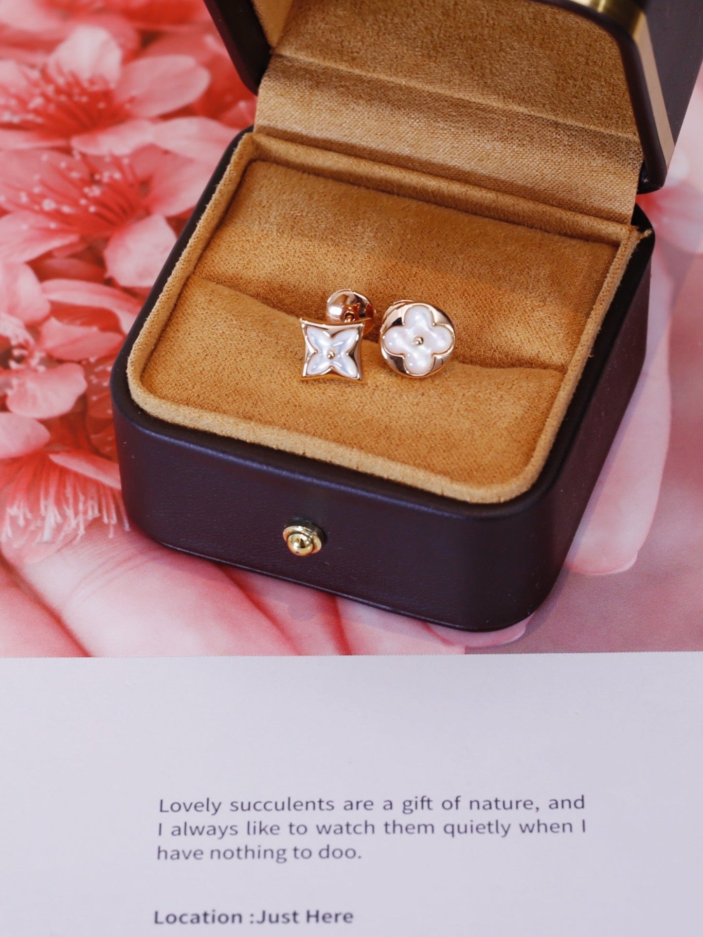Mysitc STAR AND SUN PINK GOLD MOP STUD EARRINGS