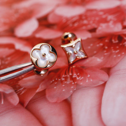 Mysitc STAR AND SUN PINK GOLD MOP STUD EARRINGS