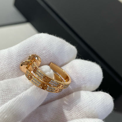 Mysitc LOVE DIAMOND PINK GOLD HOOP EARRINGS