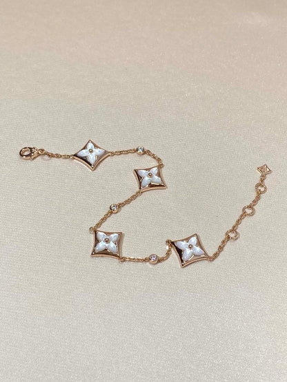 Mysitc STAR 4 MOTIF MOP DIAMOND PINK GOLD BRACELET
