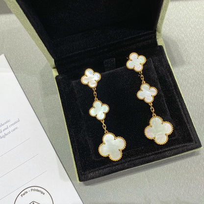 Mysitc CLOVER MOP 3 MOTIFS GOLD EARRINGS