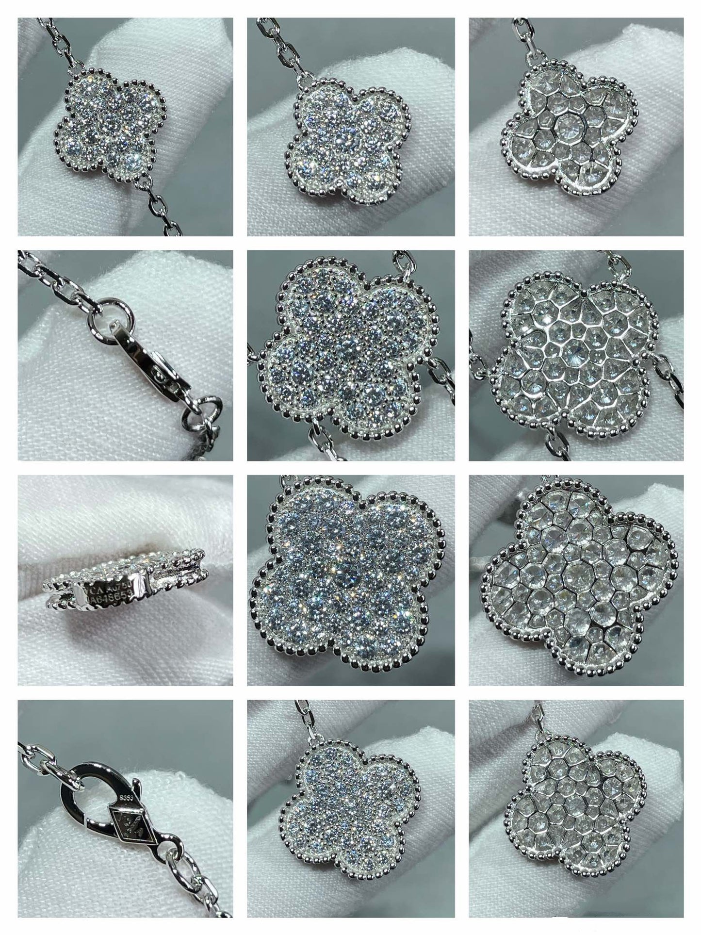 Mysitc CLOVER 6 MOTIF DIAMOND PAVED NECKLACE