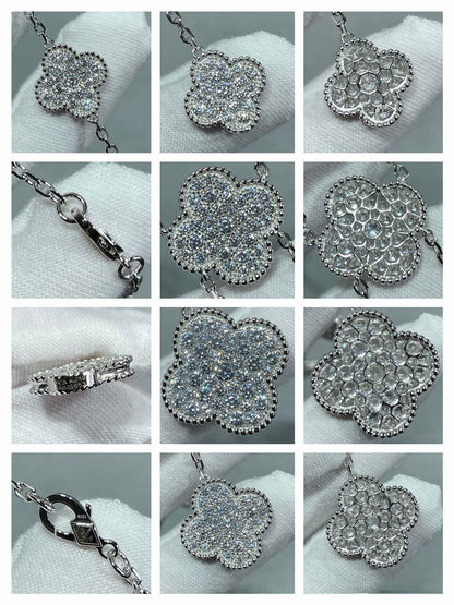 Mysitc CLOVER 6 MOTIF DIAMOND PAVED NECKLACE