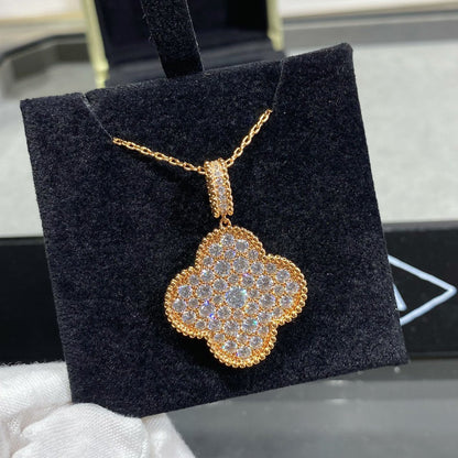 Mysitc CLOVER 25MM LARGE PEDANT DIAMOND PAVED LONG NECKLACE