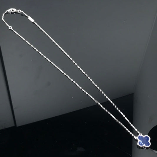 Mysitc CLOVER PIETERSITE SILVER LONG NECKLACE